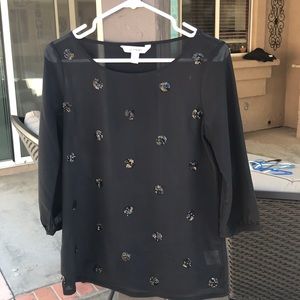 3/$10 or $4. Old Navy Black Sheer Blouse